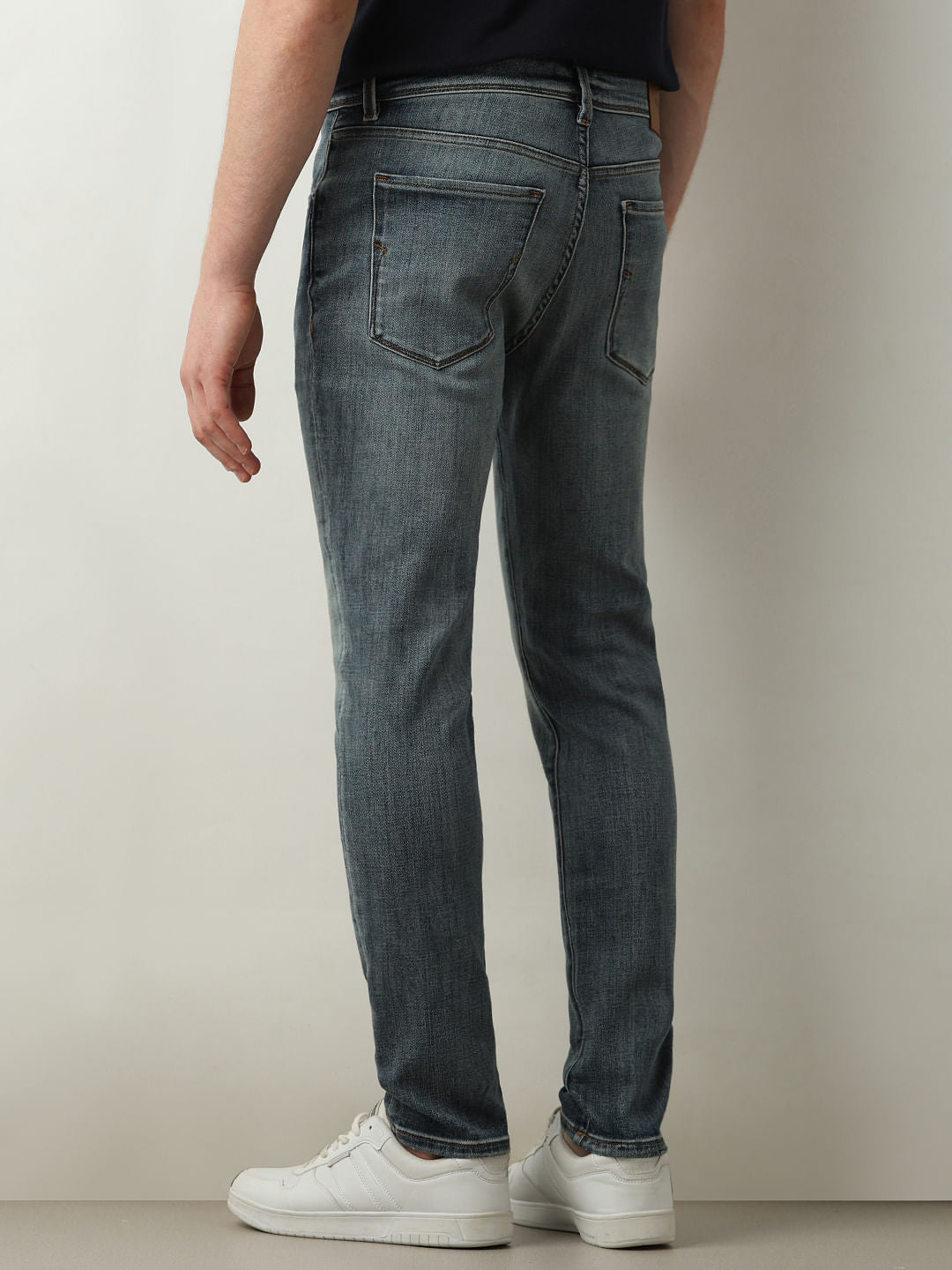 Blue Mid Rise Leon Slim Fit Jeans