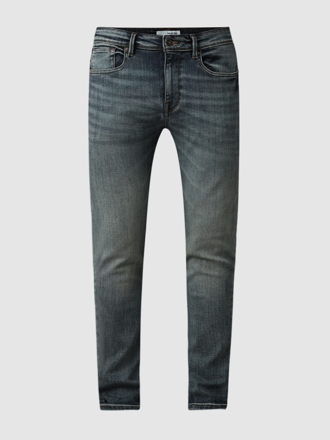 Blue Mid Rise Leon Slim Fit Jeans