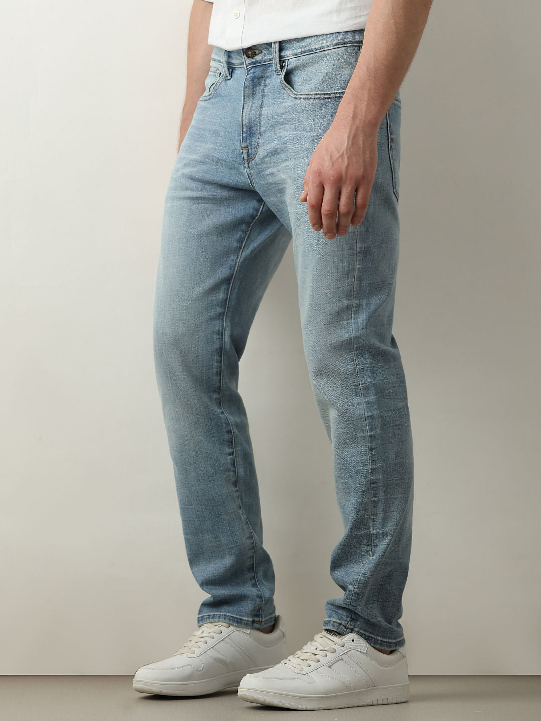 Light Blue Mid Rise Scott Straight Fit Jeans