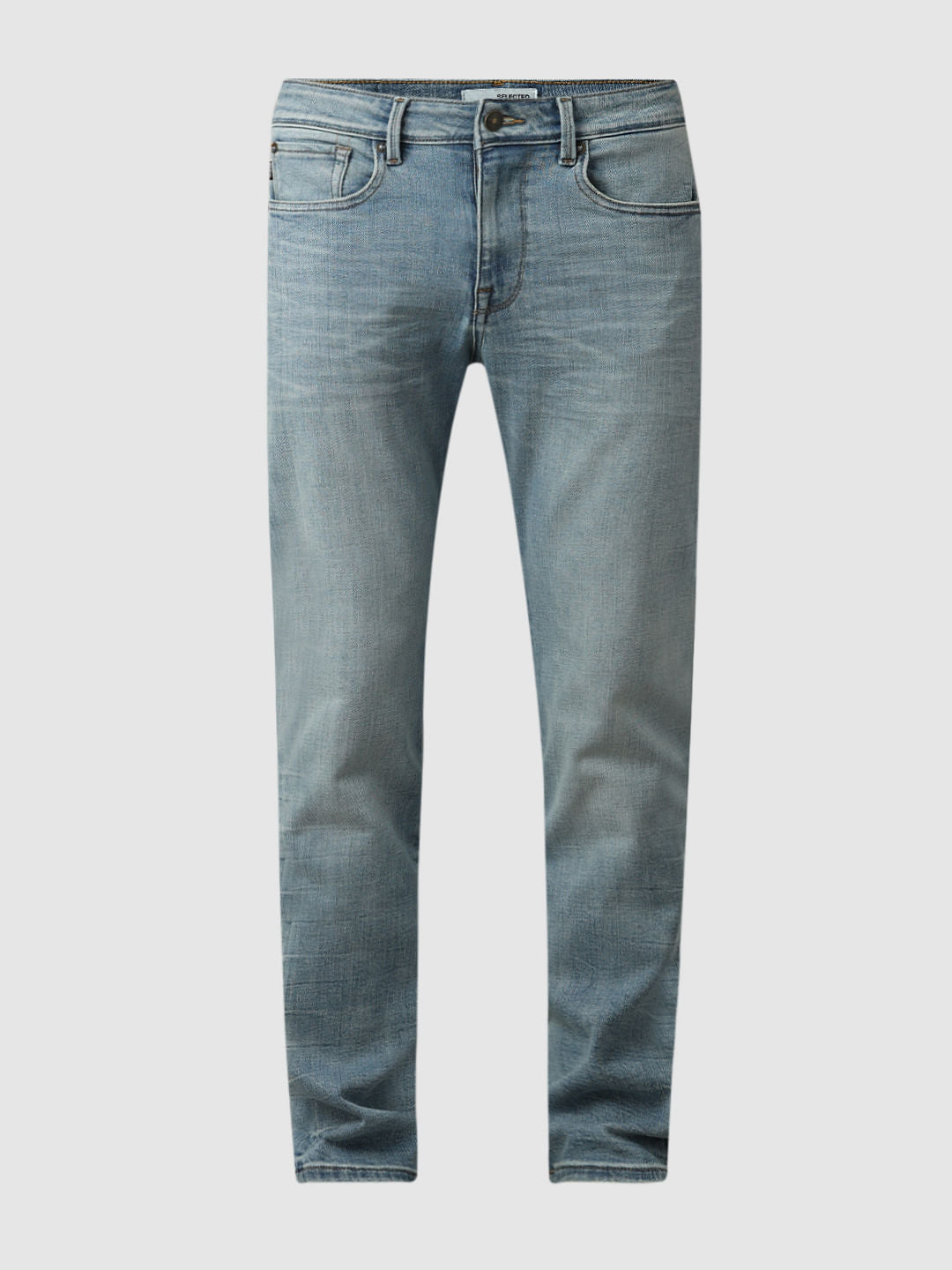 Light Blue Mid Rise Scott Straight Fit Jeans