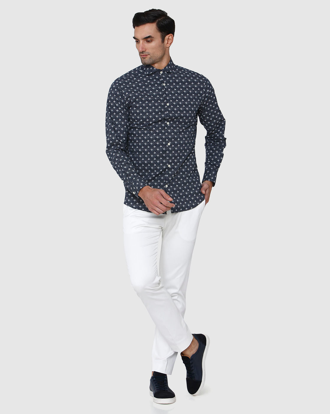 Black Printed Full Sleeves Shirt