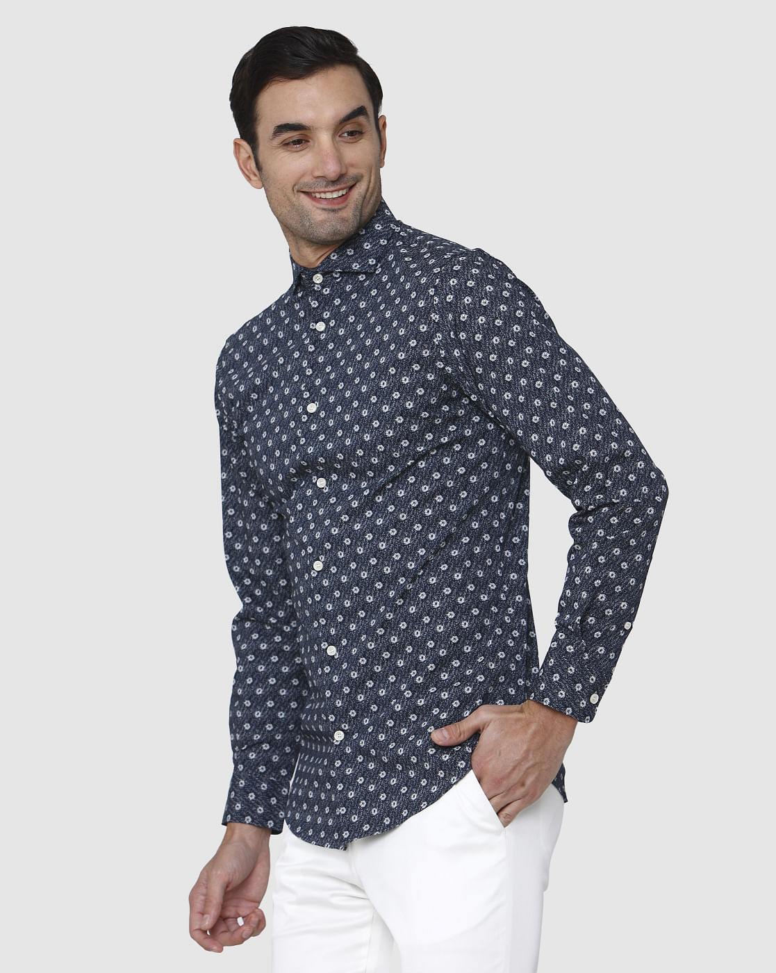 Black Printed Full Sleeves Shirt