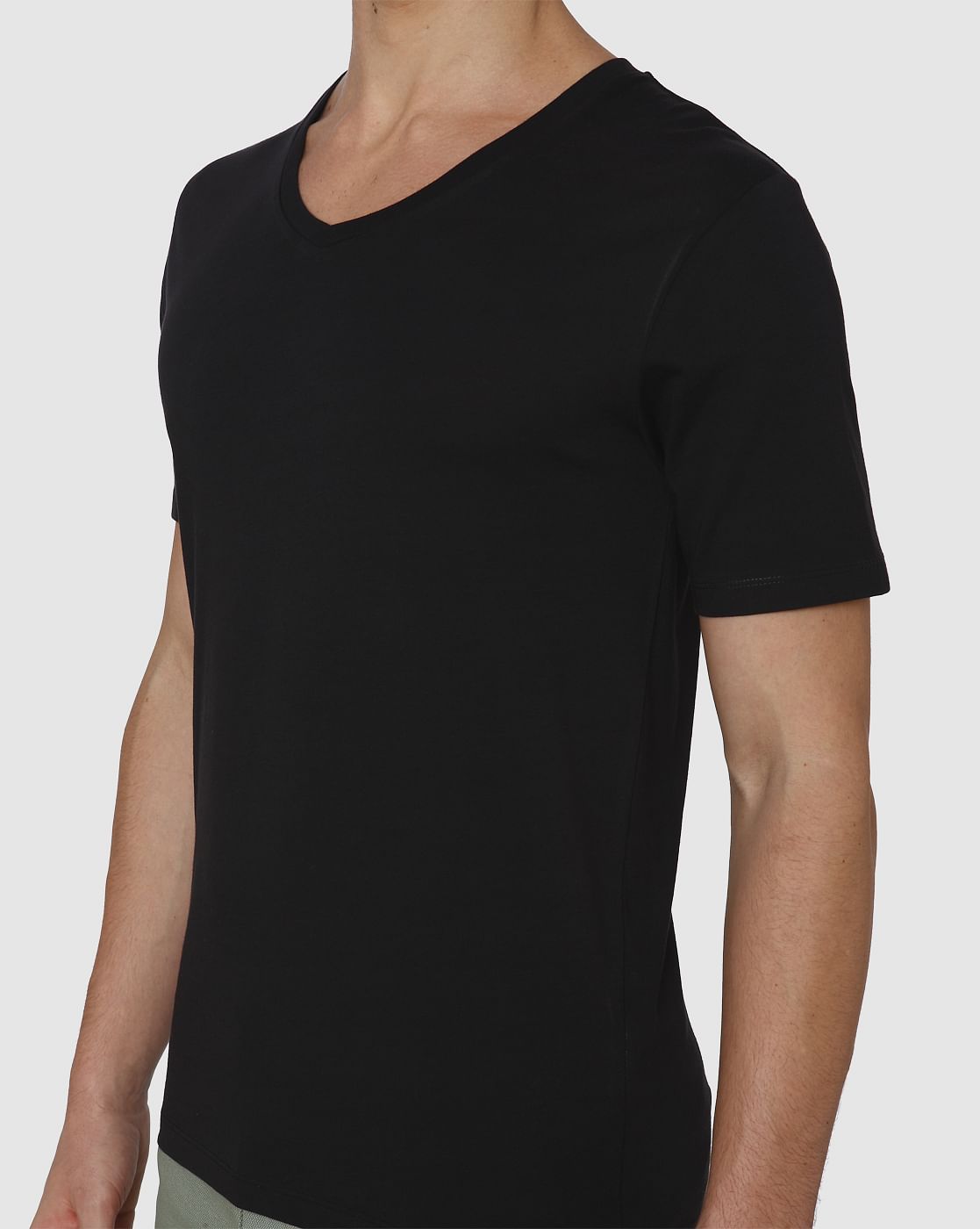 Black Slim Fit V Neck T-Shirt