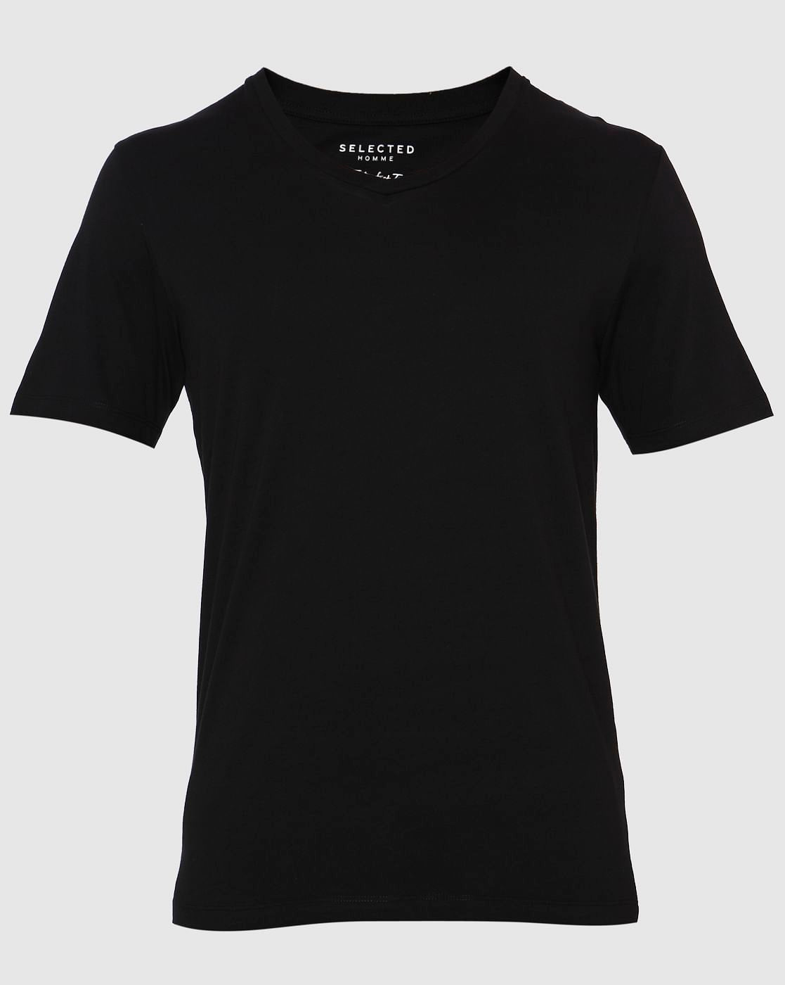 Black Slim Fit V Neck T-Shirt