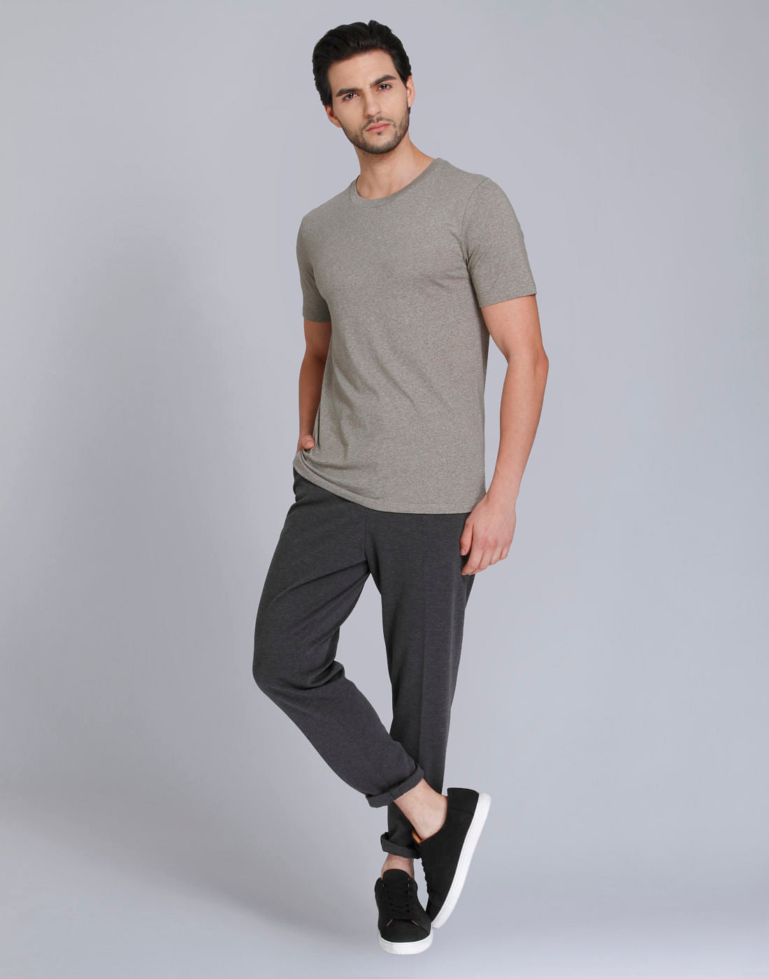 Brown Striped Crew Neck T-Shirt
