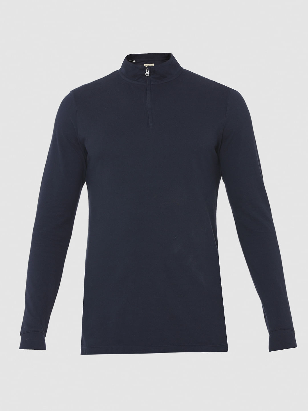 Navy Blue High Neck Polo T-Shirt