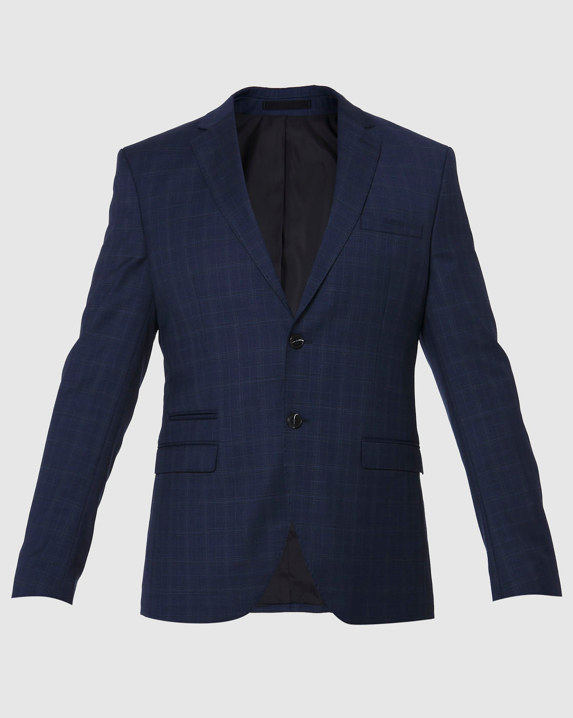 Navy Blue Check Formal Blazer