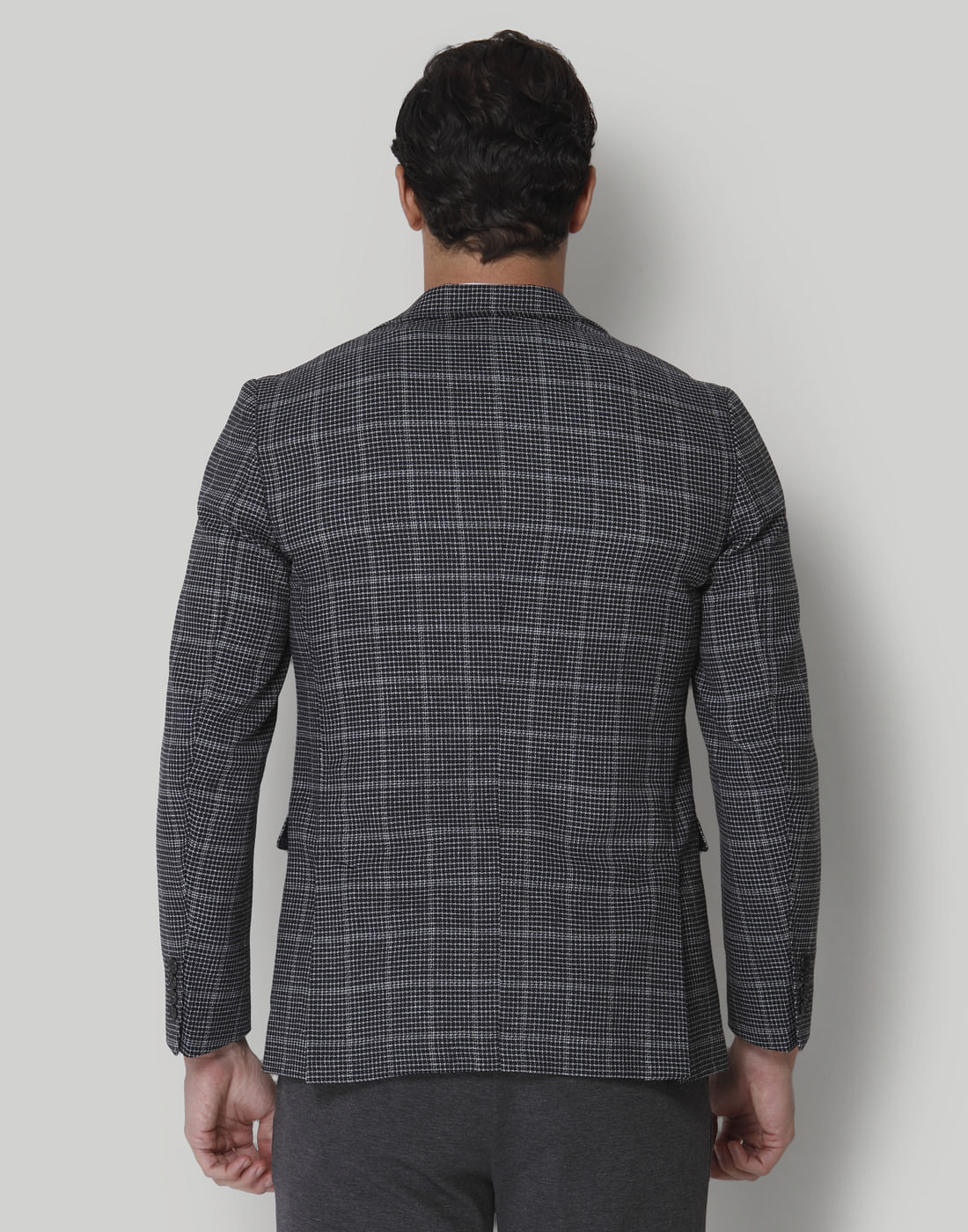 Navy Blue Check Formal Blazer
