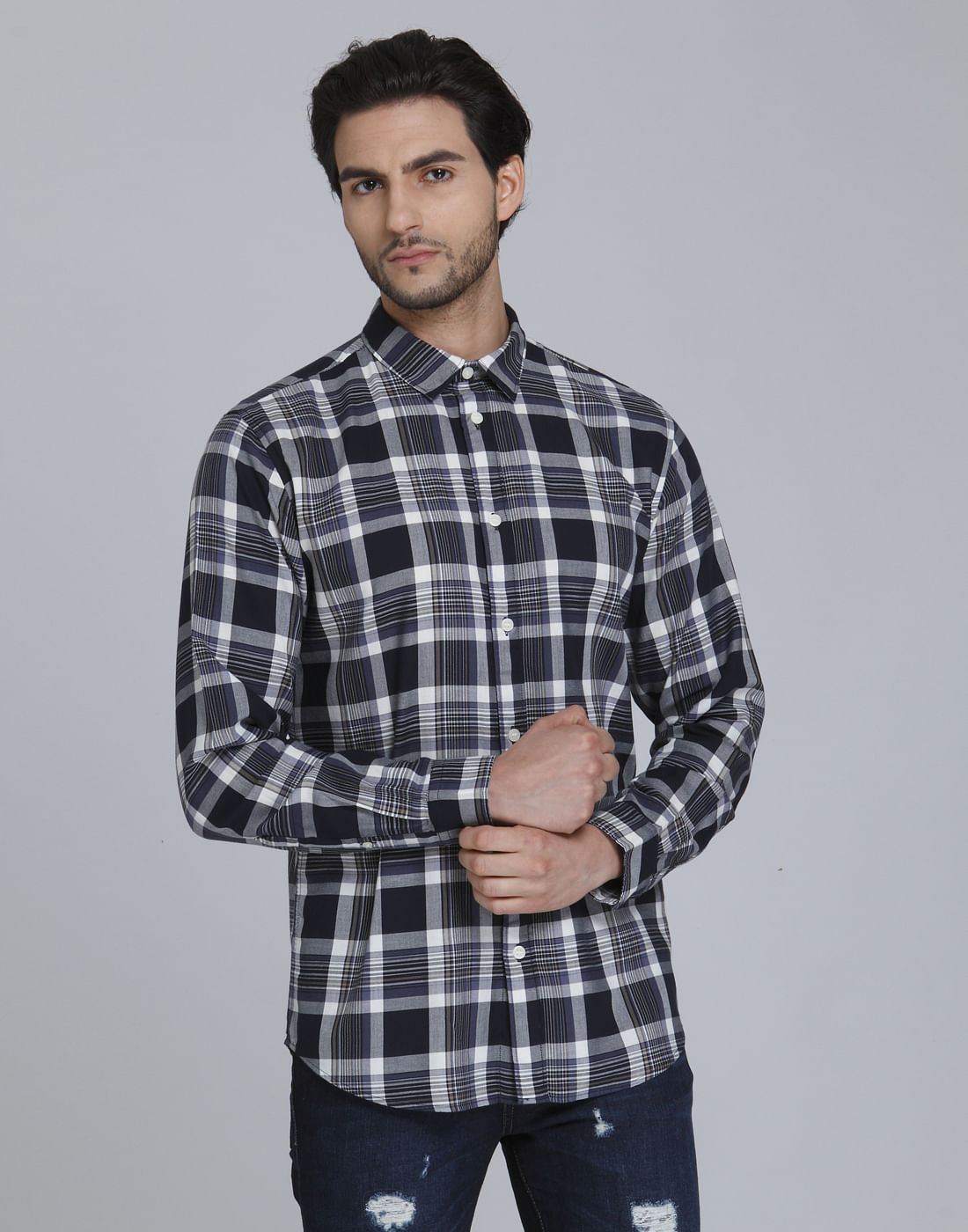 Blue Check Full Sleeves Shirt