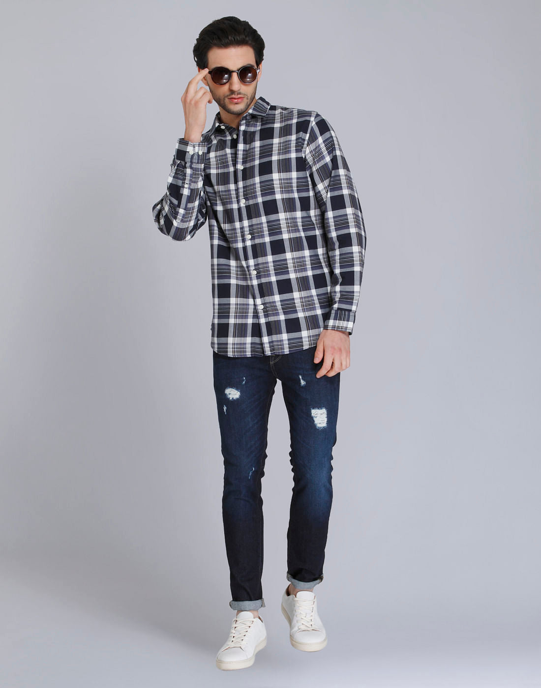 Blue Check Full Sleeves Shirt