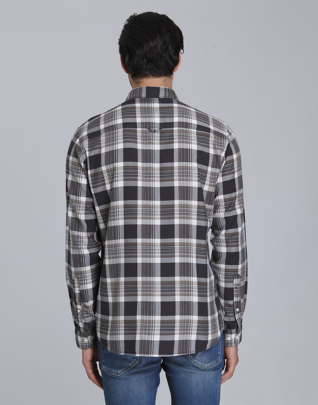 Grey Check Full Sleeves Shirt
