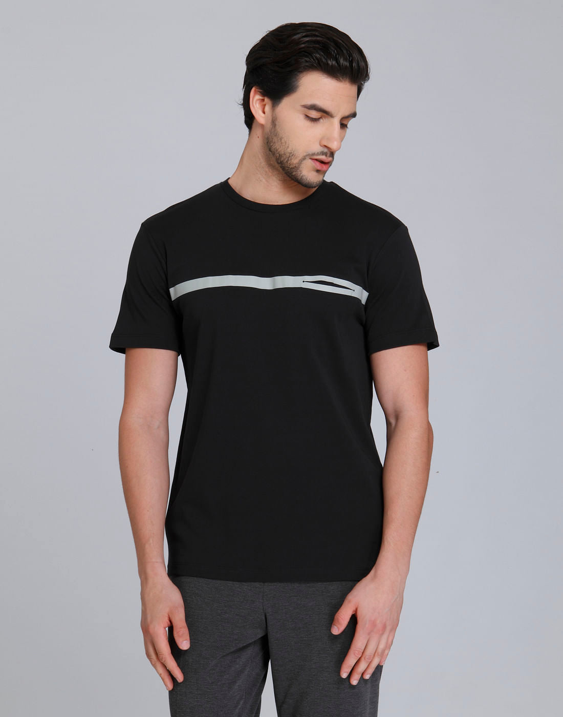 Black Striped Crew Neck T-Shirt
