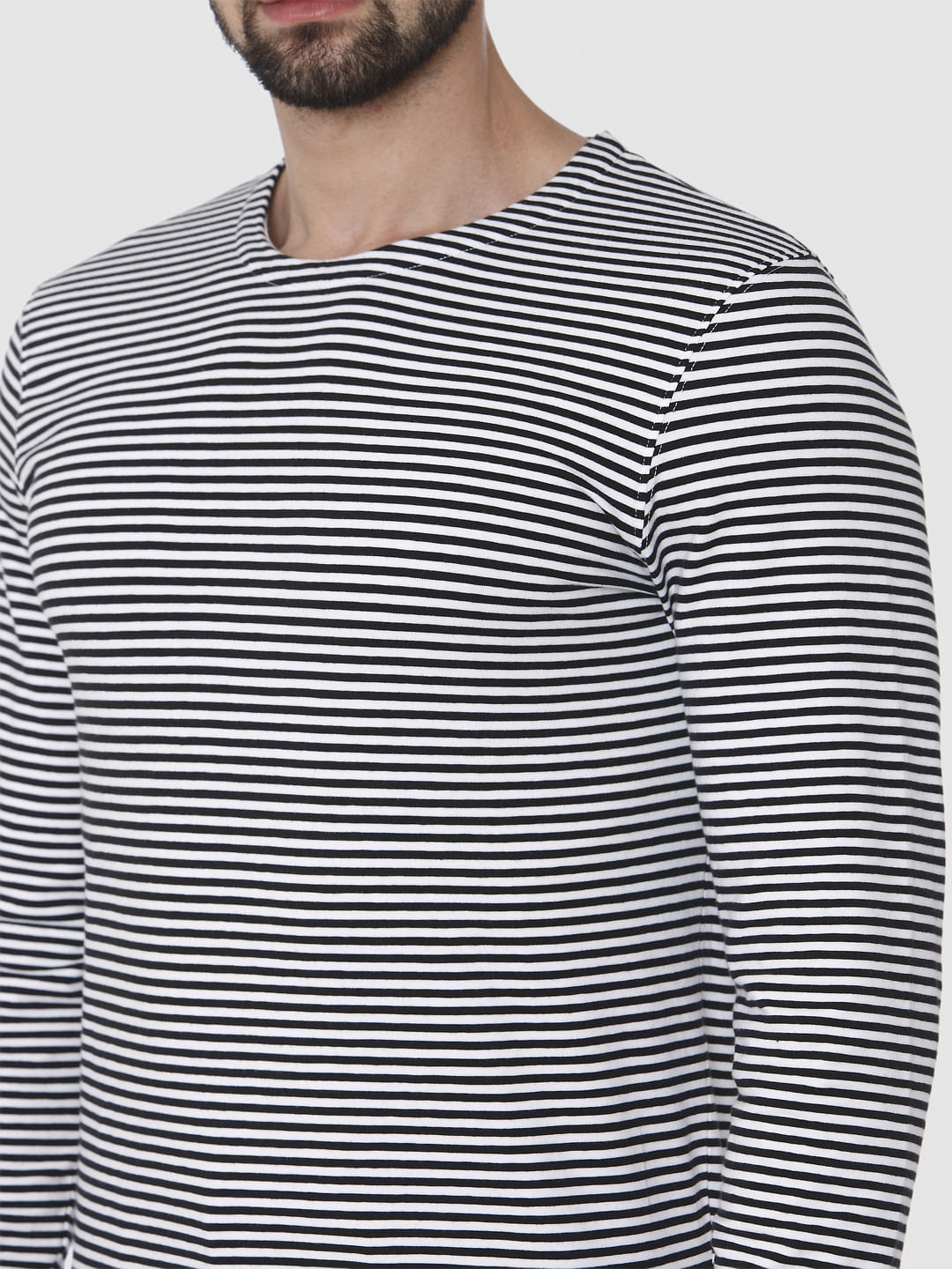 Black Striped Crew Neck T-Shirt