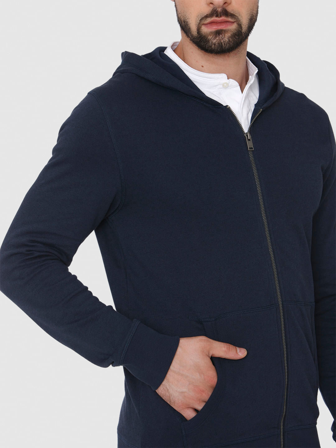Navy Blue Hooded Sweat Jacket