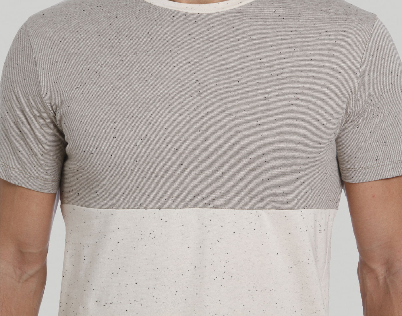 Grey Colourblocked Crew Neck T-Shirt