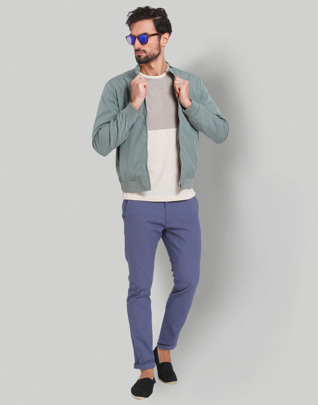 Grey Colourblocked Crew Neck T-Shirt