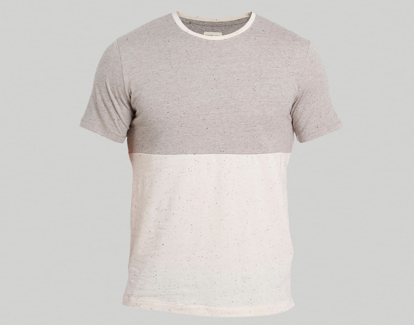 Grey Colourblocked Crew Neck T-Shirt