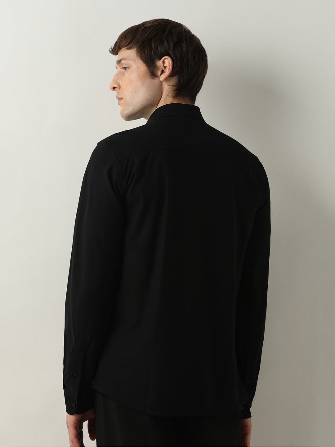 Black Knitted Full Sleeves Shirt