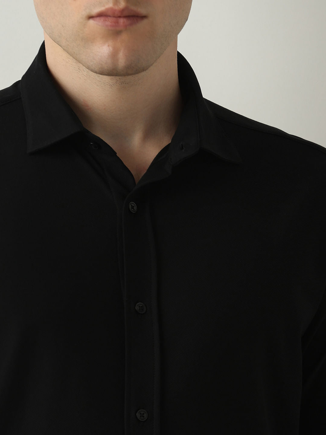 Black Knitted Full Sleeves Shirt