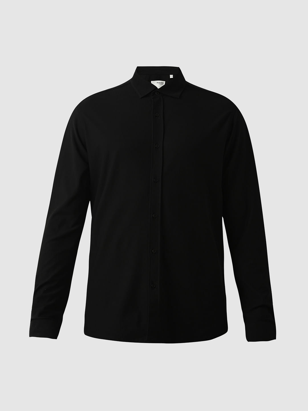 Black Knitted Full Sleeves Shirt