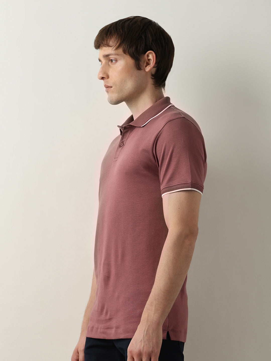 Dark Pink Cotton Polo T-shirt