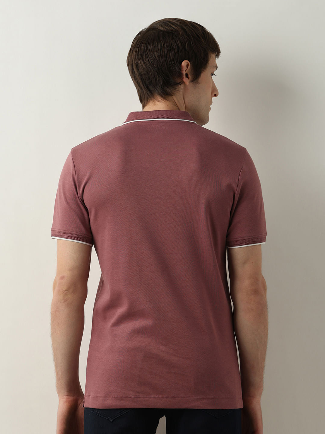 Dark Pink Cotton Polo T-shirt