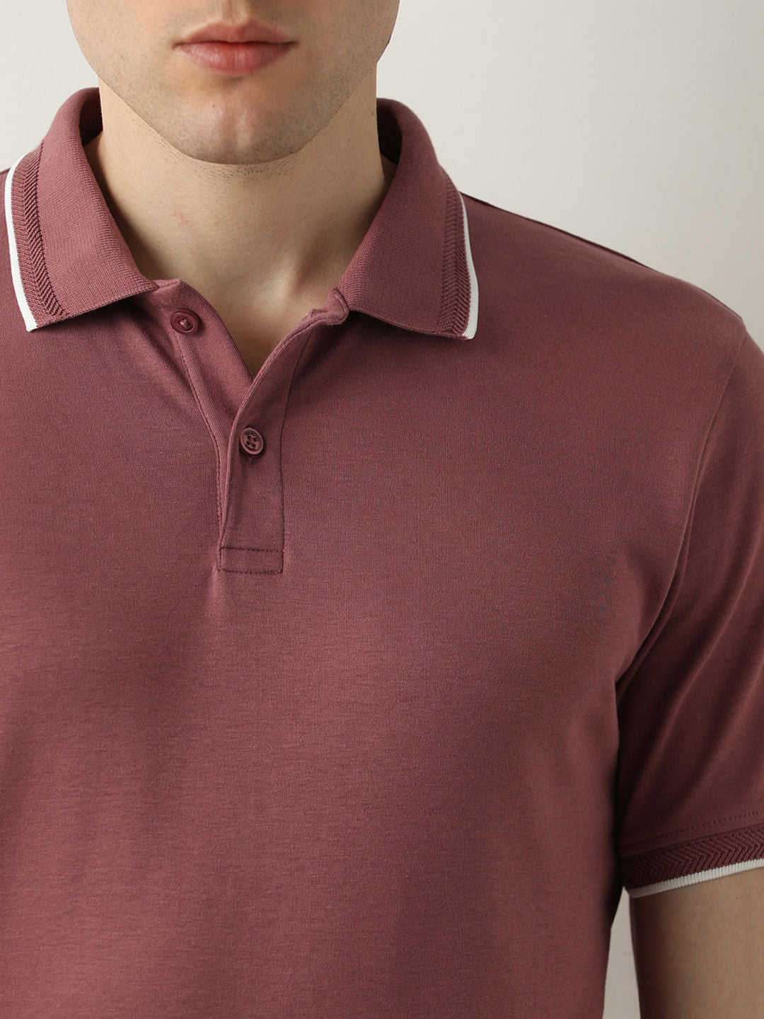 Dark Pink Cotton Polo T-shirt