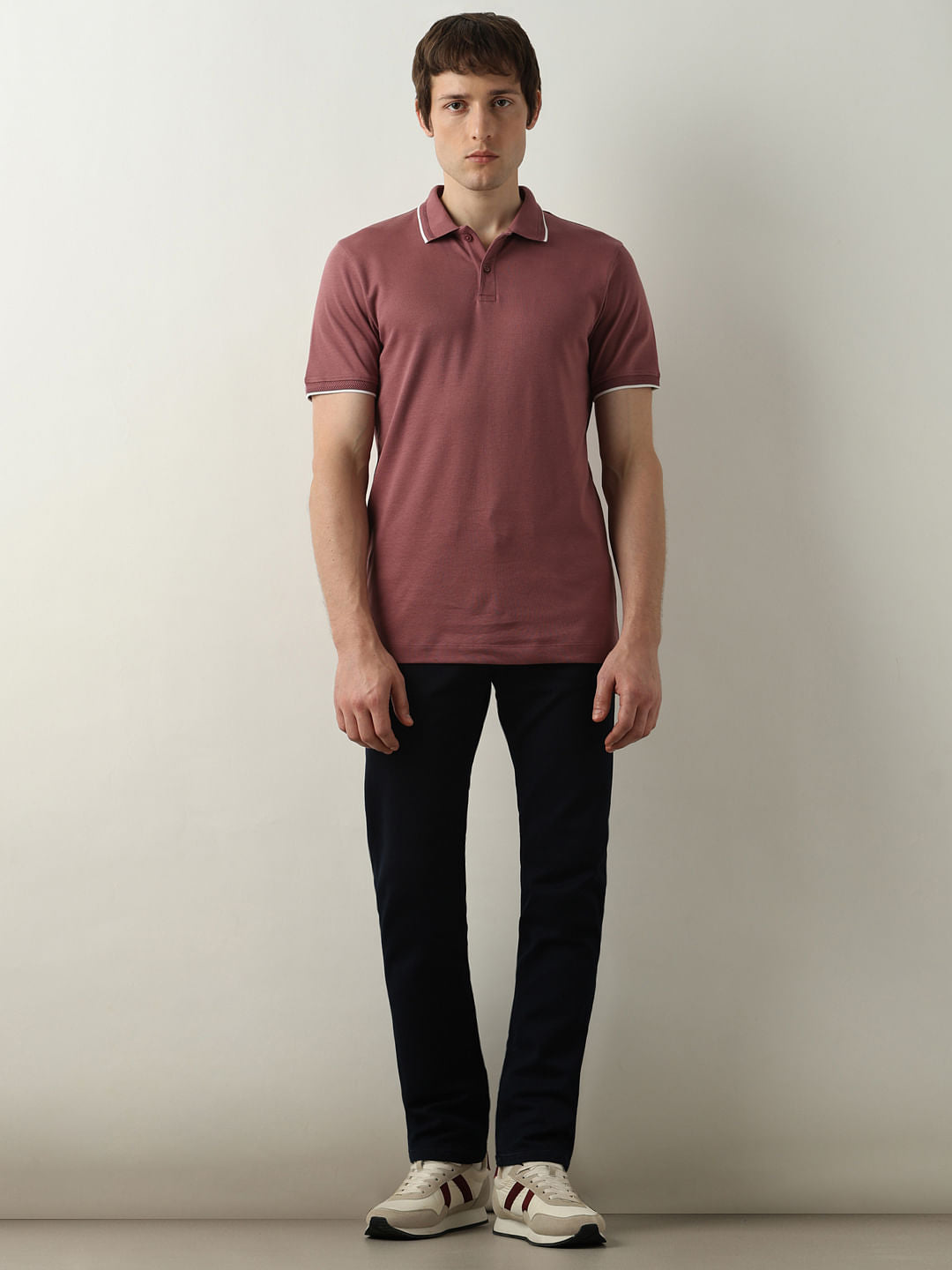Dark Pink Cotton Polo T-shirt