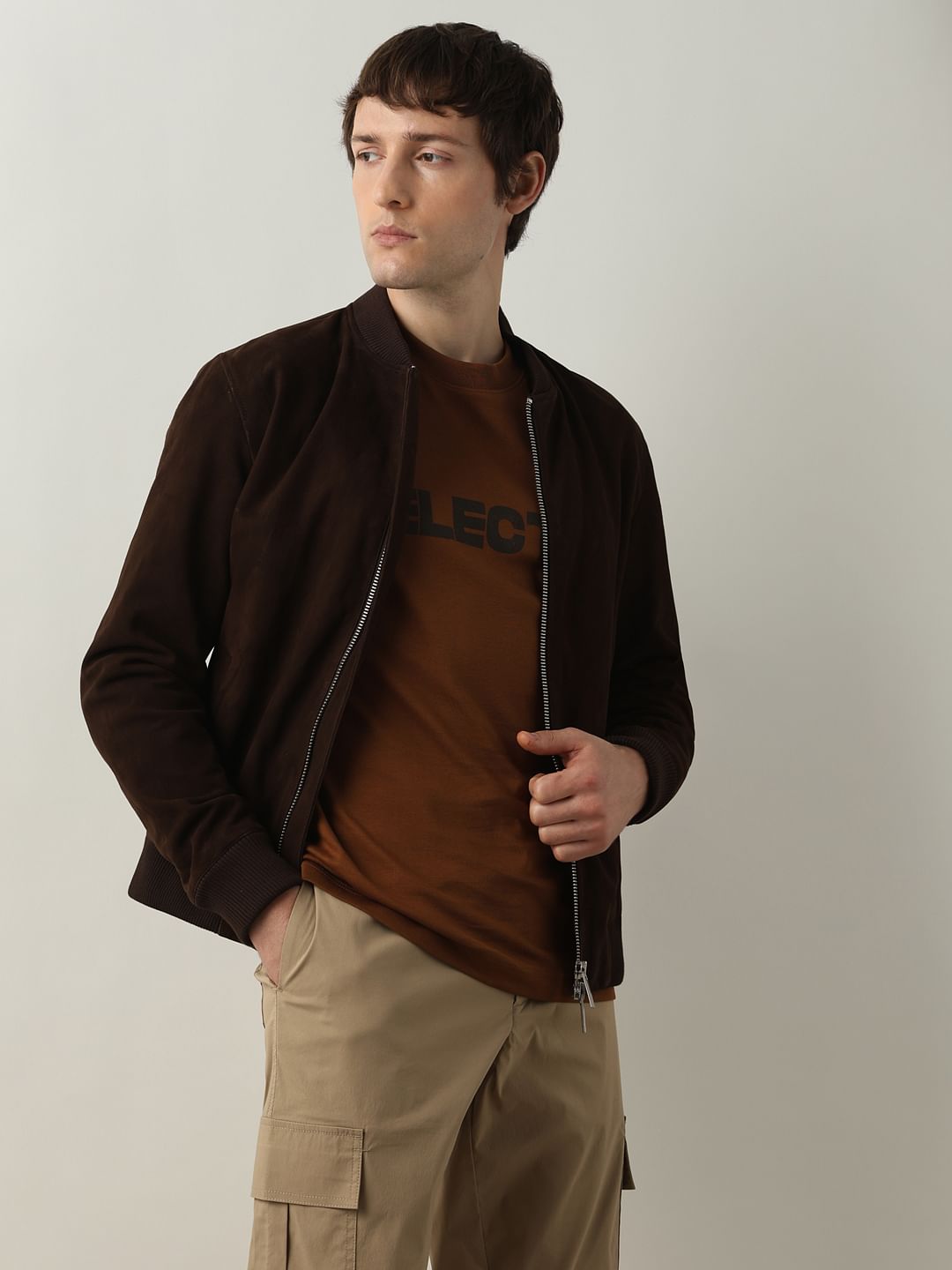 Brown Logo Print Crew Neck T-shirt