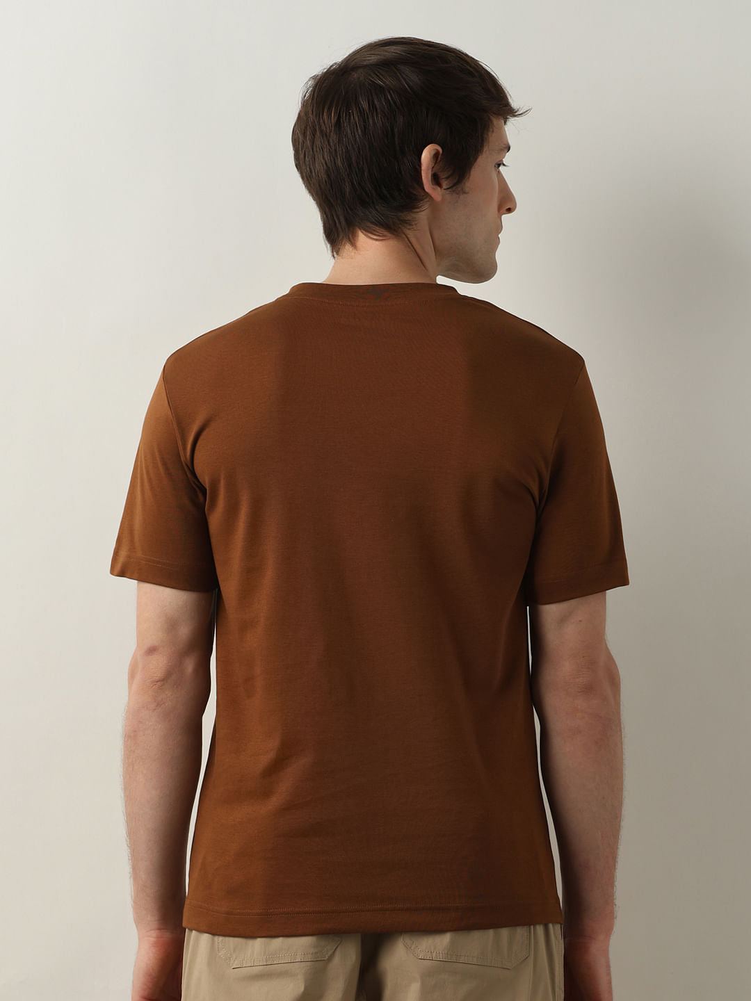 Brown Logo Print Crew Neck T-shirt