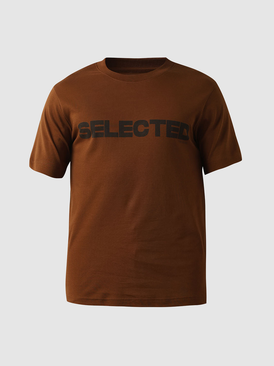 Brown Logo Print Crew Neck T-shirt