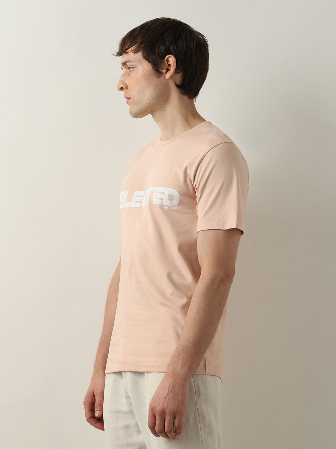Pink Logo Print Crew Neck T-shirt
