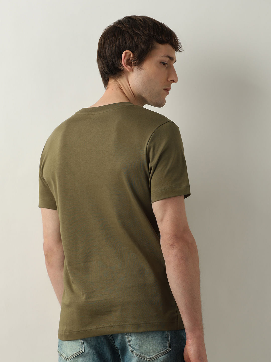 Green Logo Print Crew Neck T-Shirt