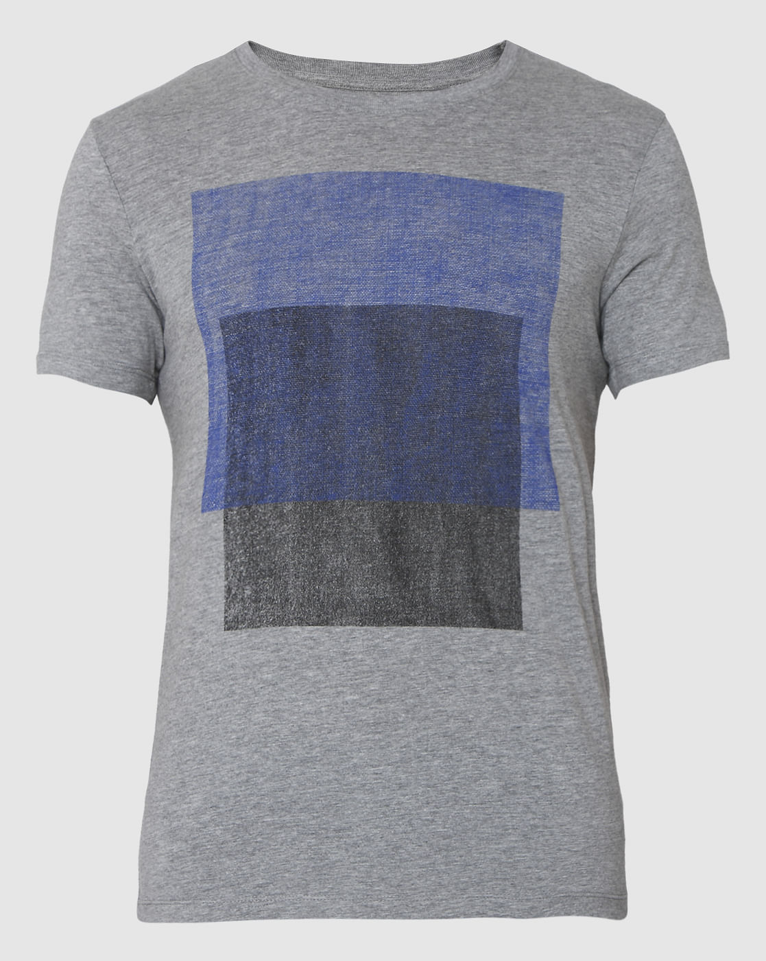 Grey Printed Crew Neck T-Shirt