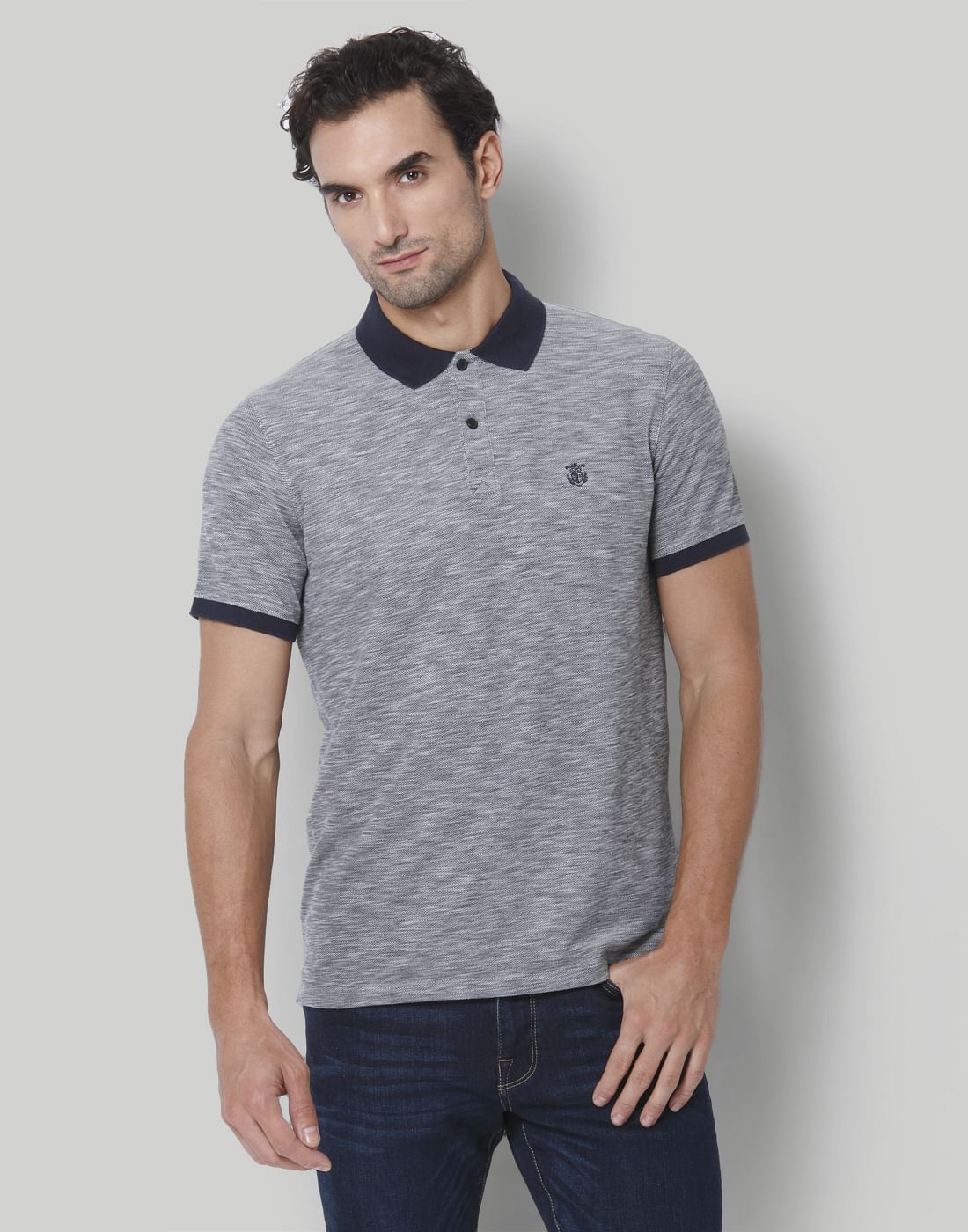 Dark Blue Polo Neck T-Shirt