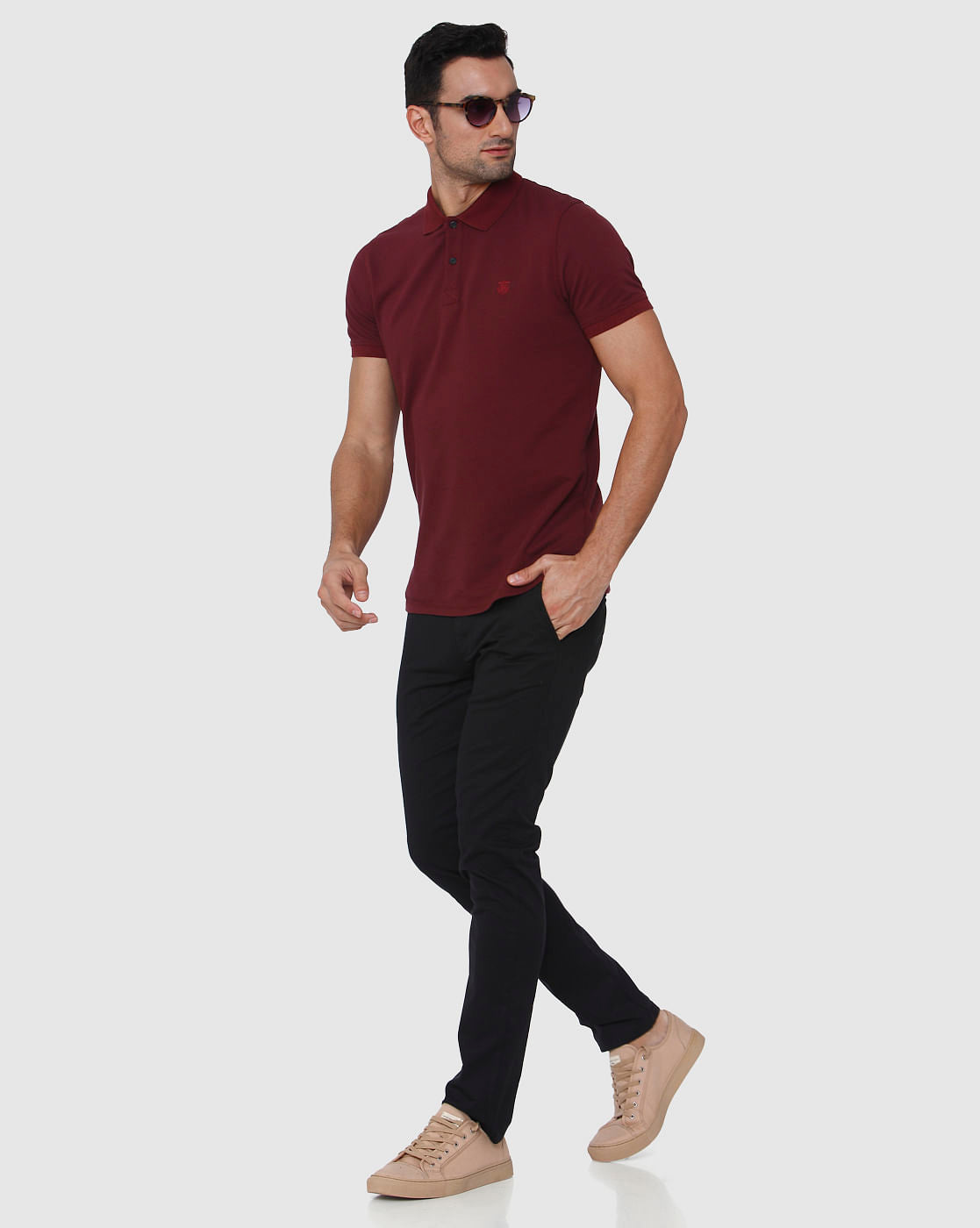 Burgundy Polo Neck T-Shirt