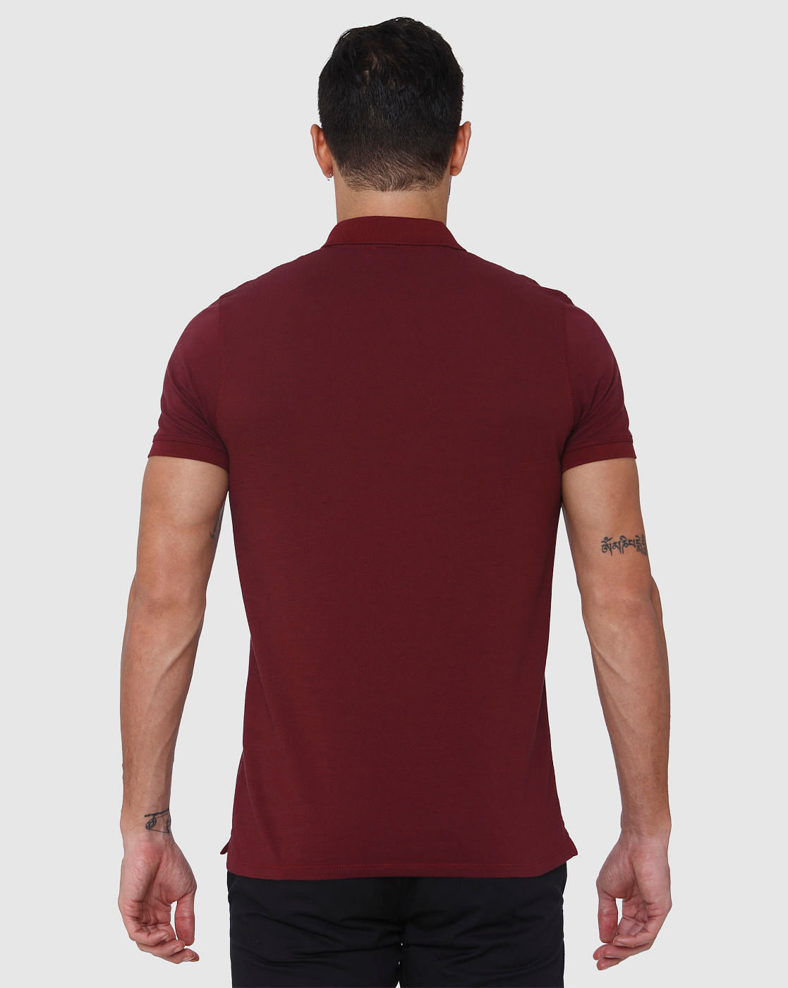 Burgundy Polo Neck T-Shirt