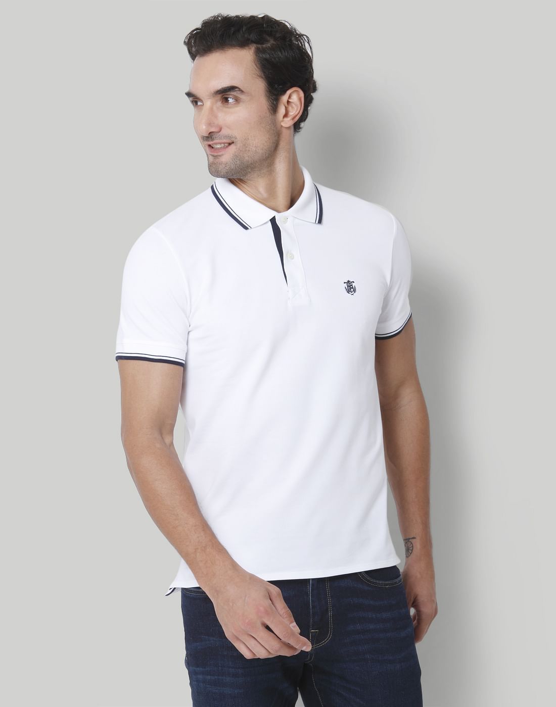 White Polo Neck T-Shirt
