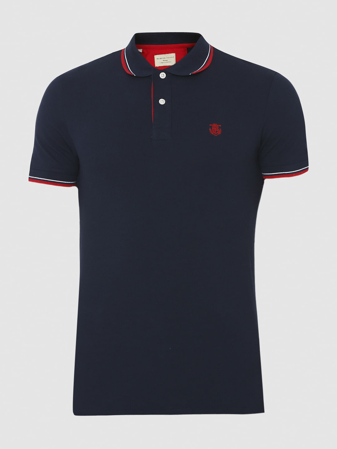 Navy Blue Contrast Tipping Polo T-Shirt