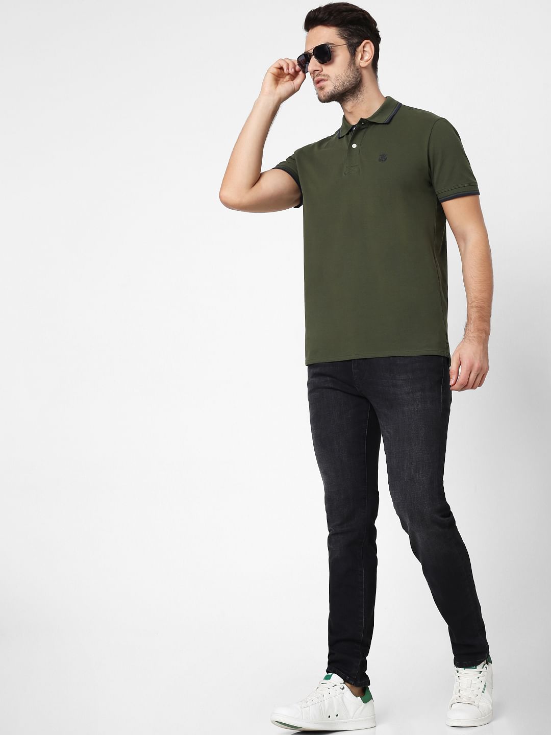 Olive Polo Neck T-Shirt