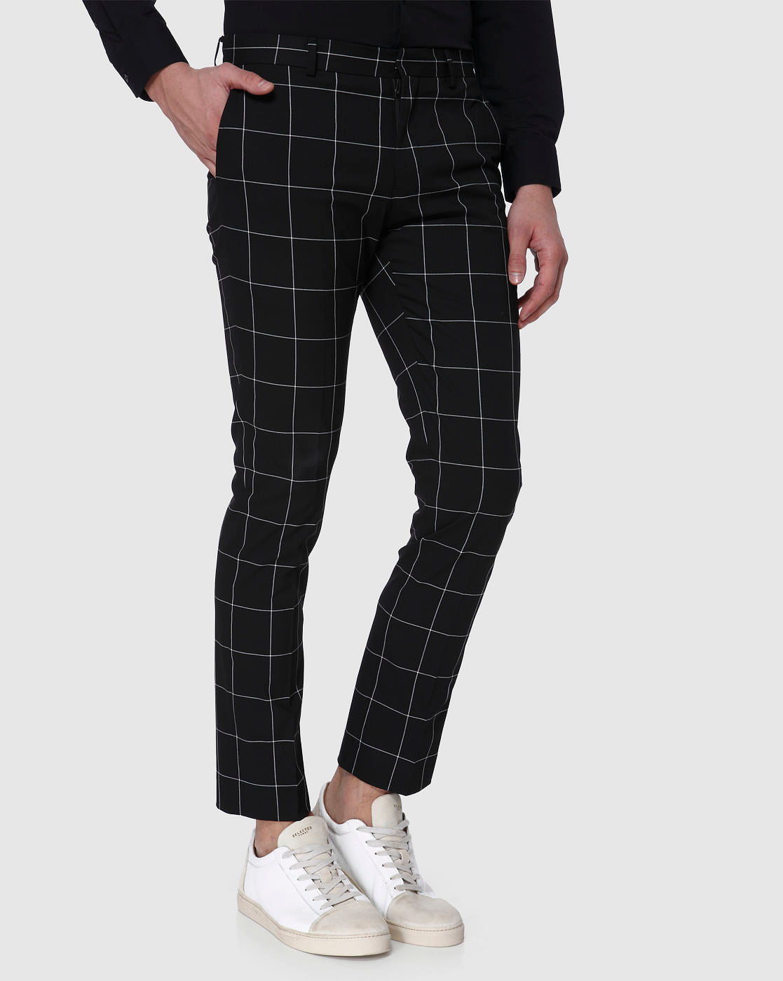 Black Check Formal Trousers