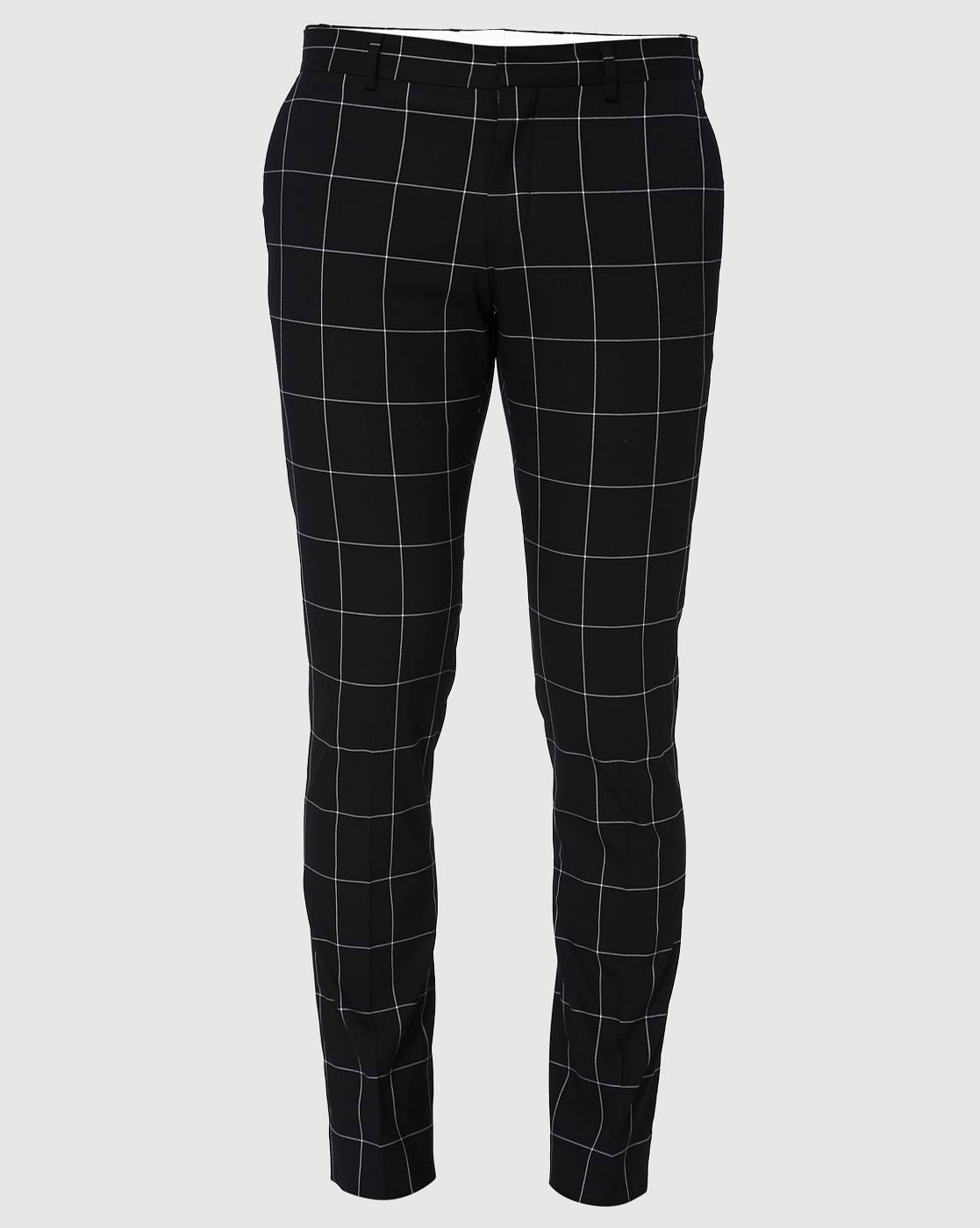 Black Check Formal Trousers