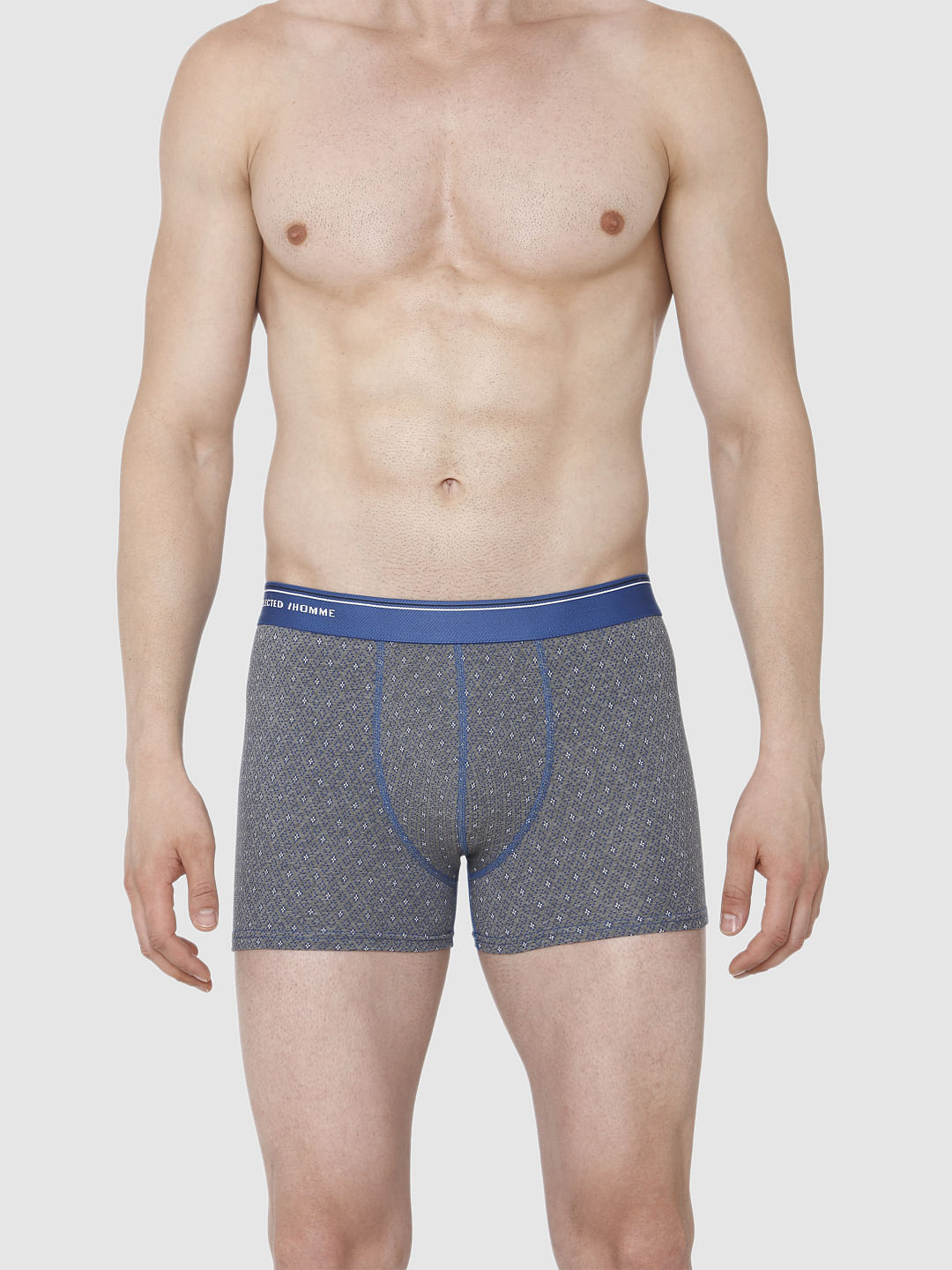 Grey Printed Trunks