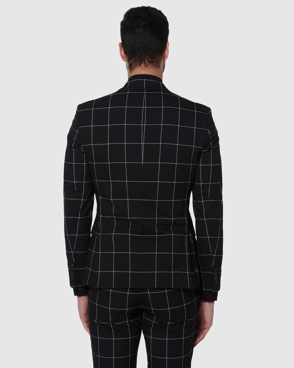 Black Check Slim Fit Formal Blazer