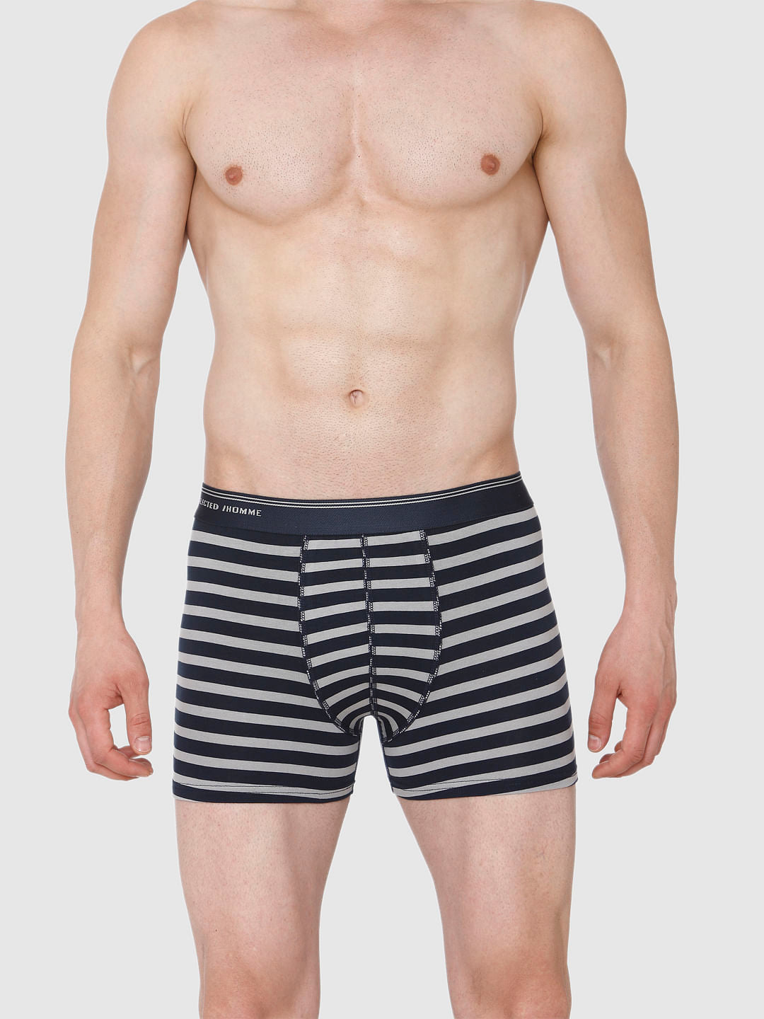 Navy Blue Striped Trunks