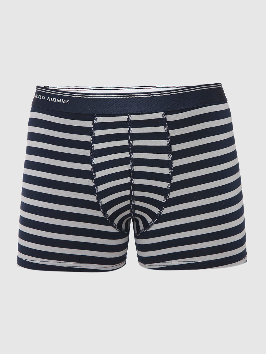 Navy Blue Striped Trunks