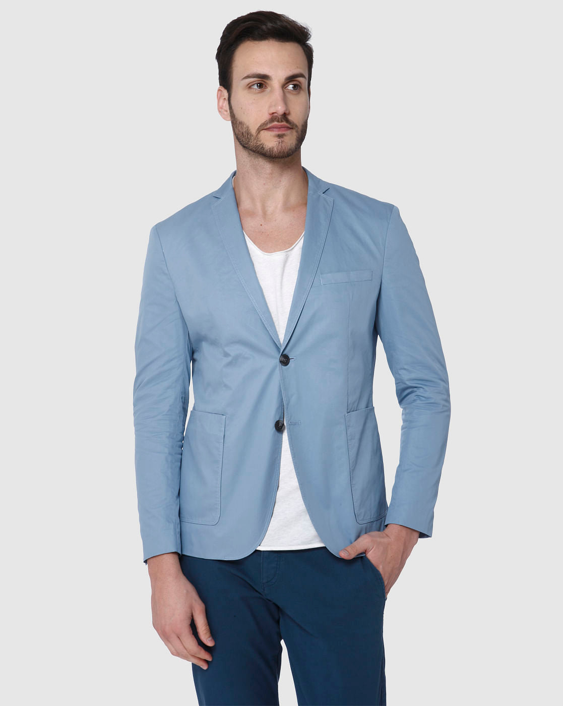 Light Blue Slim Fit Blazer