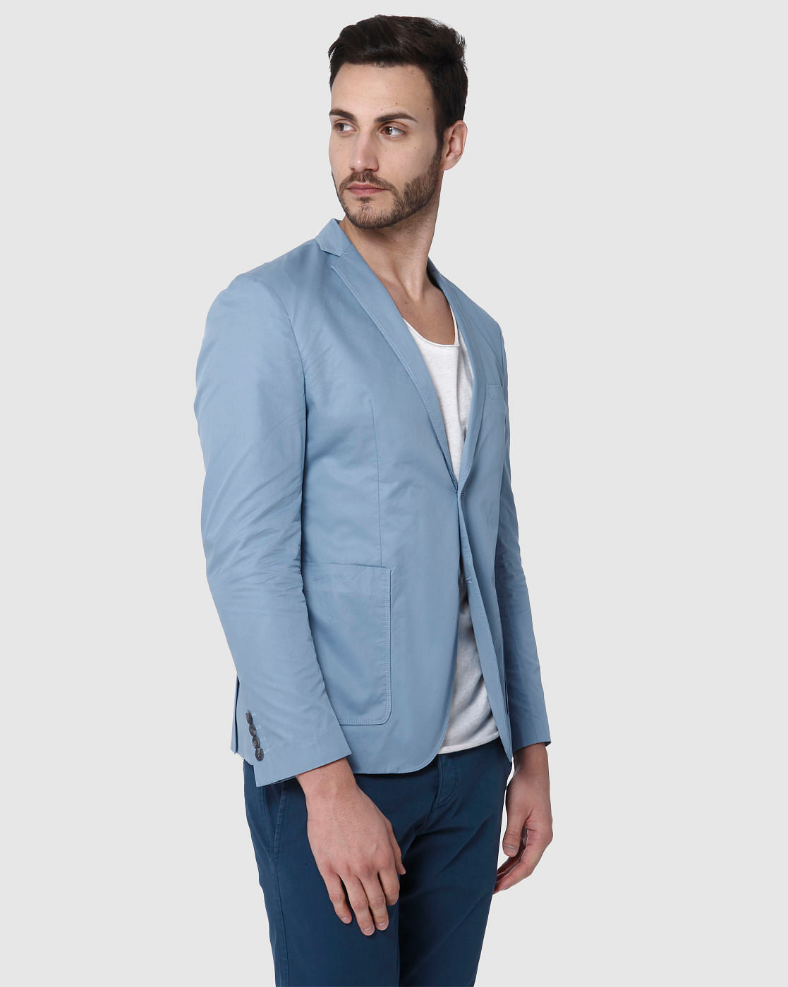 Light Blue Slim Fit Blazer