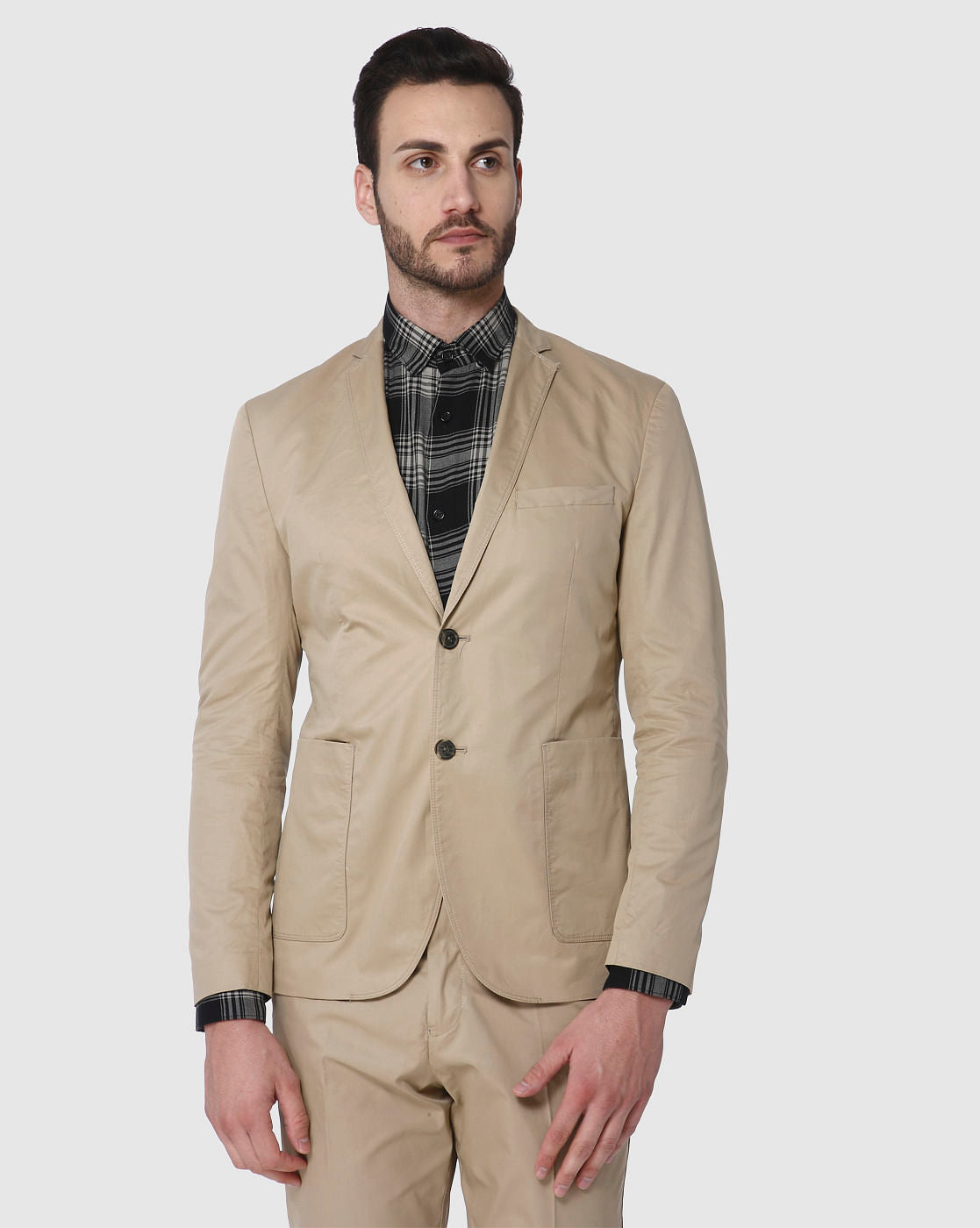 Beige Slim Fit Blazer