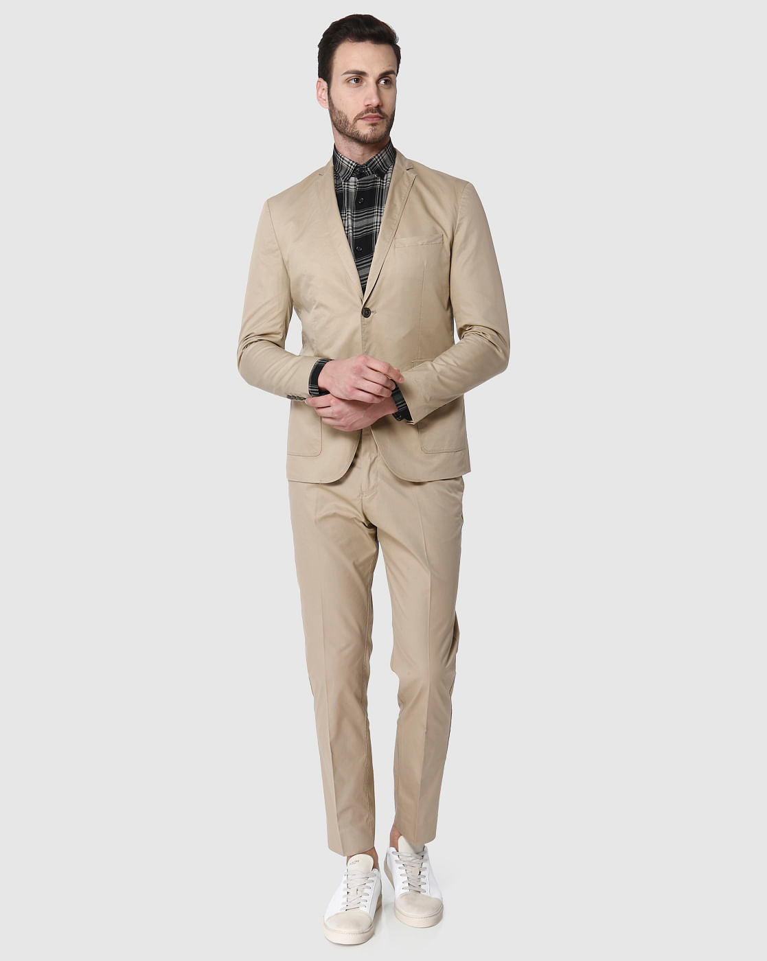 Beige Slim Fit Blazer